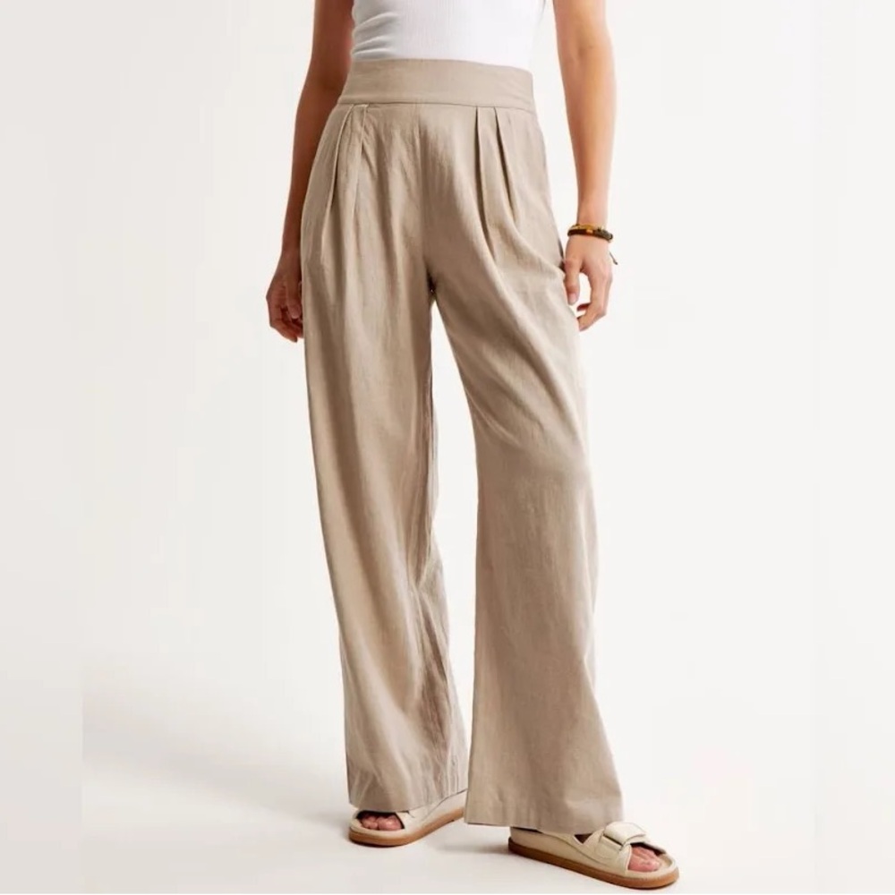 Abercrombie & Fitch Women's Linen-Blend Ultra Wide-Leg Pant